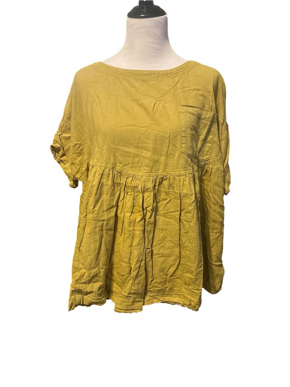 We The Free Mustard Smocked Peasant Tunic